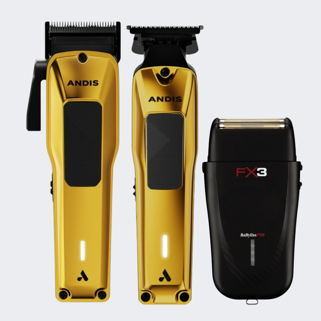 Andis Phenom Clipper & Trimmer + BaBylissPRO FX3 Double-Foil Shaver – Pro Barber Combo Kit