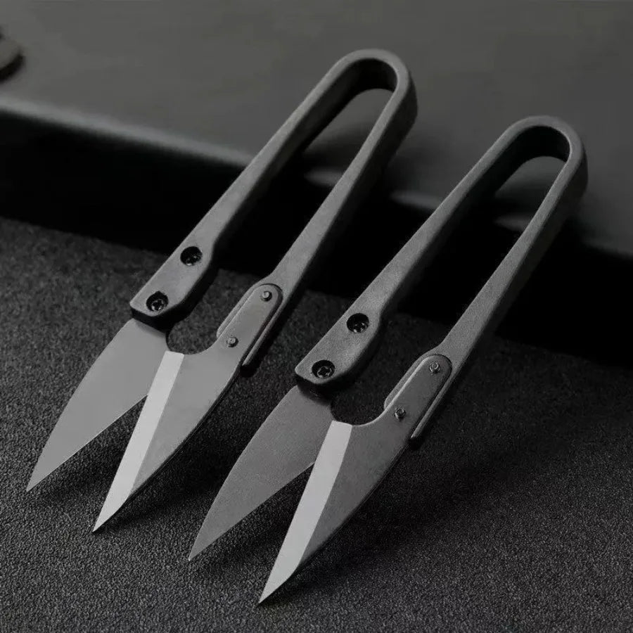 U-Shaped Scissors, Black — Compact Craft & Industrial Tool