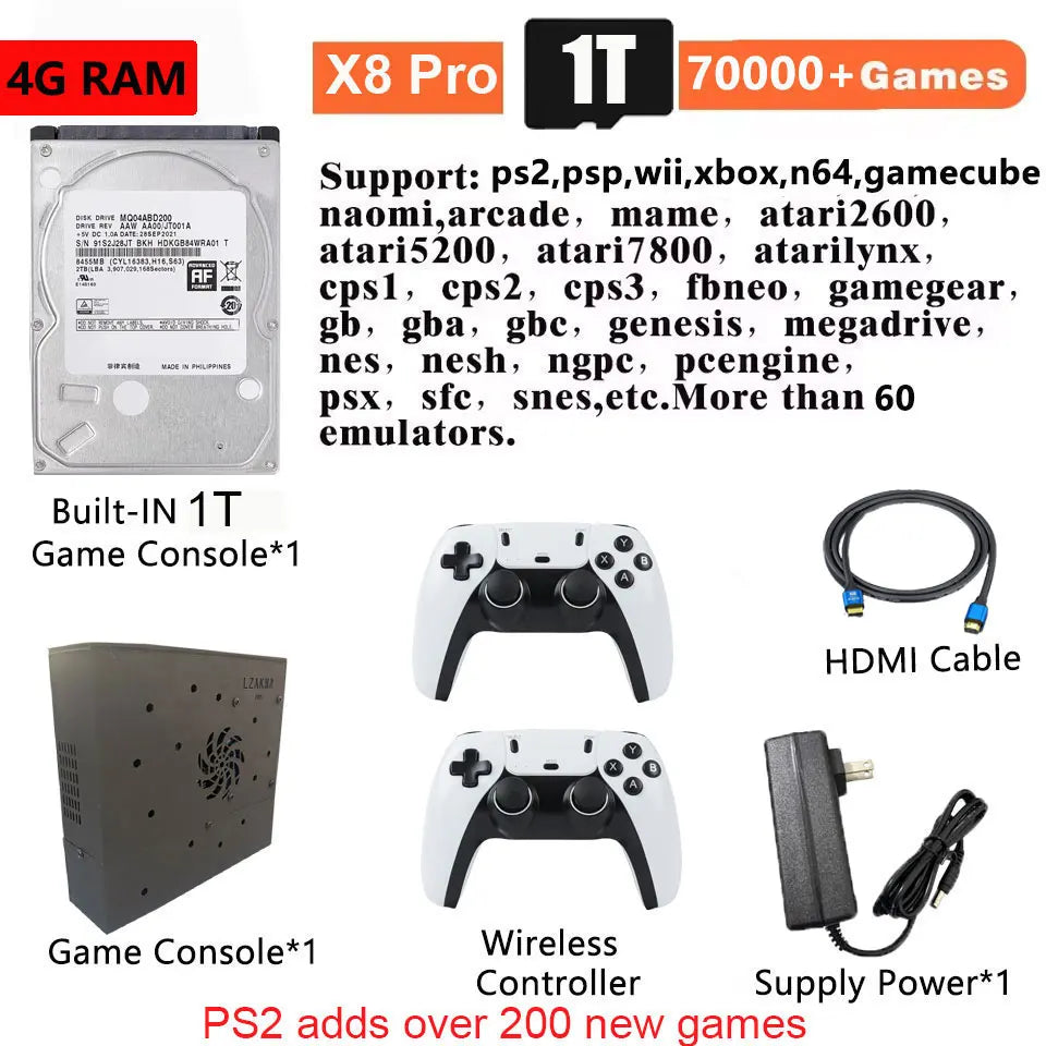 X8 Pro Dual-System Game Console — Windows 11 + Batocera, i3 CPU, 60+ Emulators, TV Console