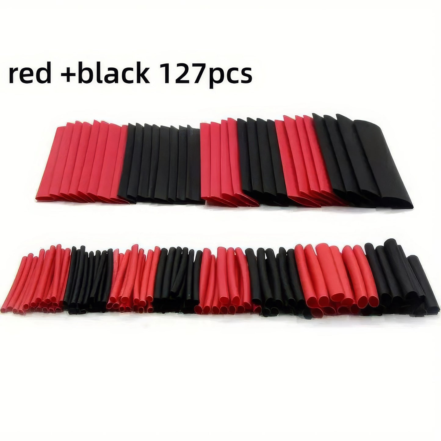 127/254 Pieces of Heat Shrink Tubing in Red and Black, Cable Packaging Kit, Suitable for Home and Industrial Use