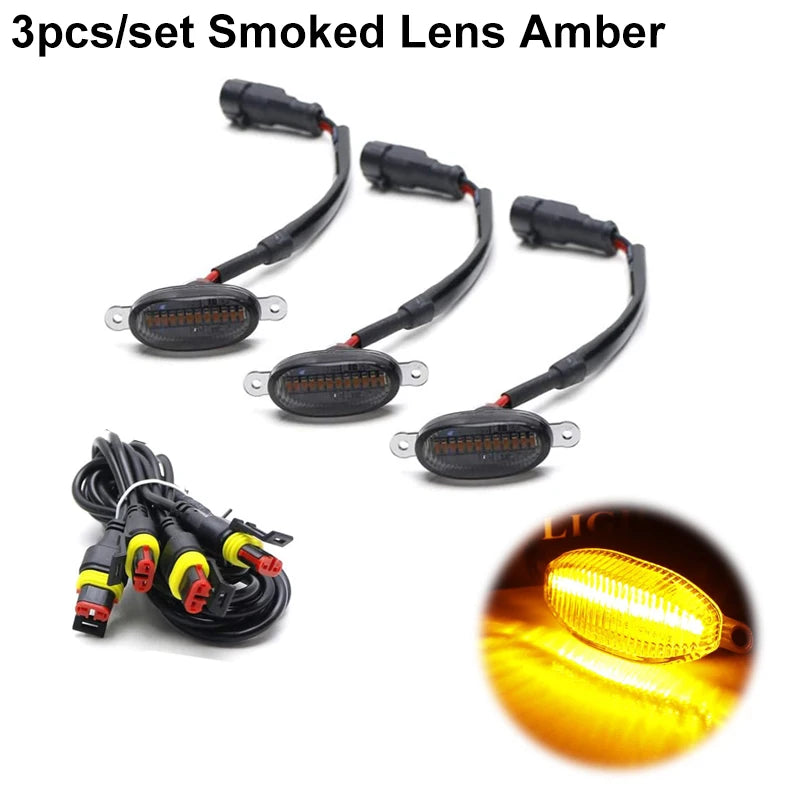 LED Grille Marker Lights, Eagle-Eye Style (Universal) — Amber/White