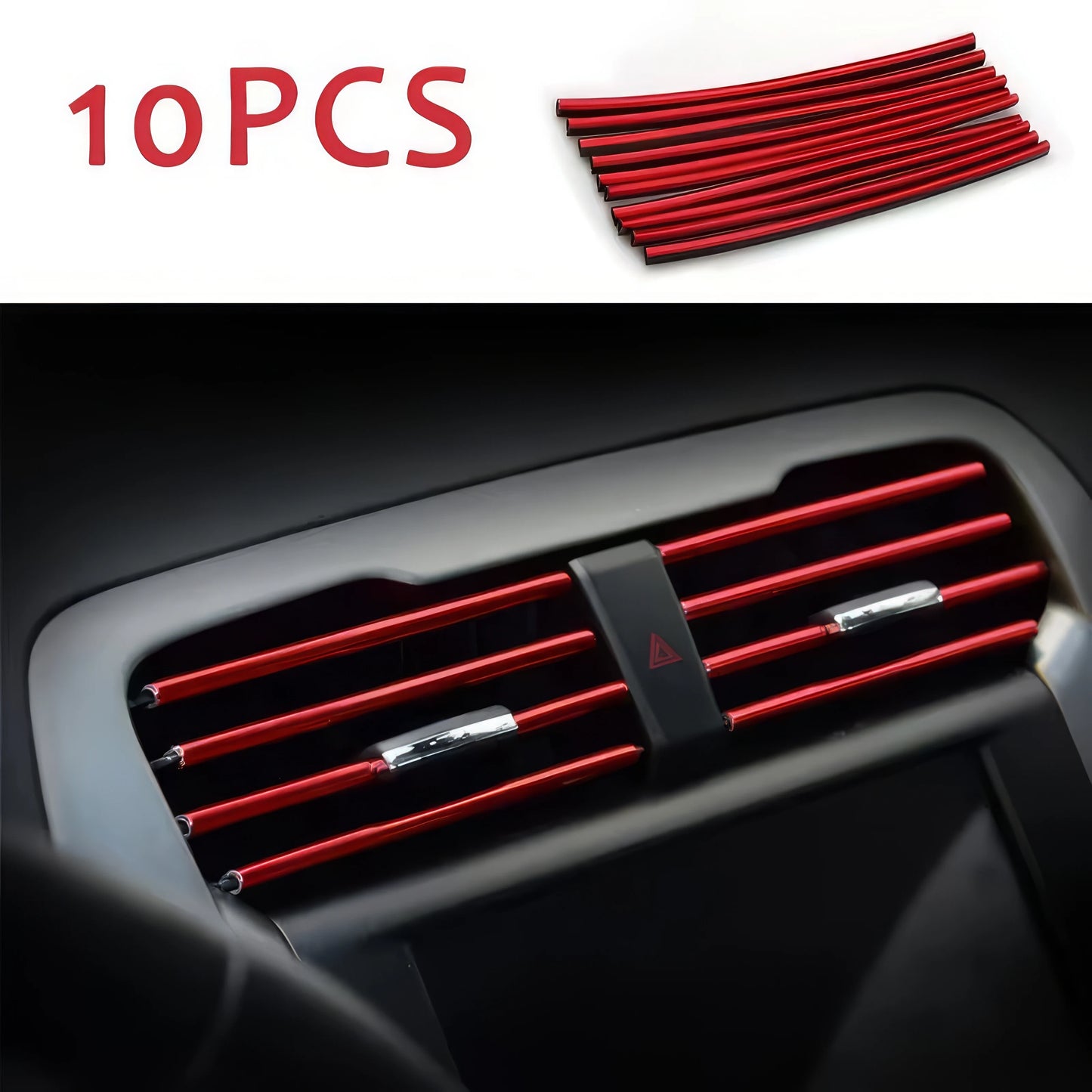 10/20 Decorative Strips in Red, Durable Material, Easy To Install, Compatible with All Car Models, Fashionable Car Decoration