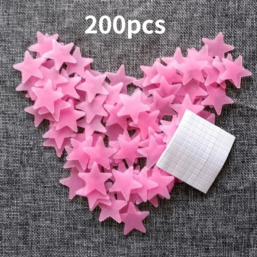 200 Piece Luminous Star Wall Sticker, Easy To Tear and Stick, Suitable for Bedroom, Luminous Party Decoration, Self-adhesive