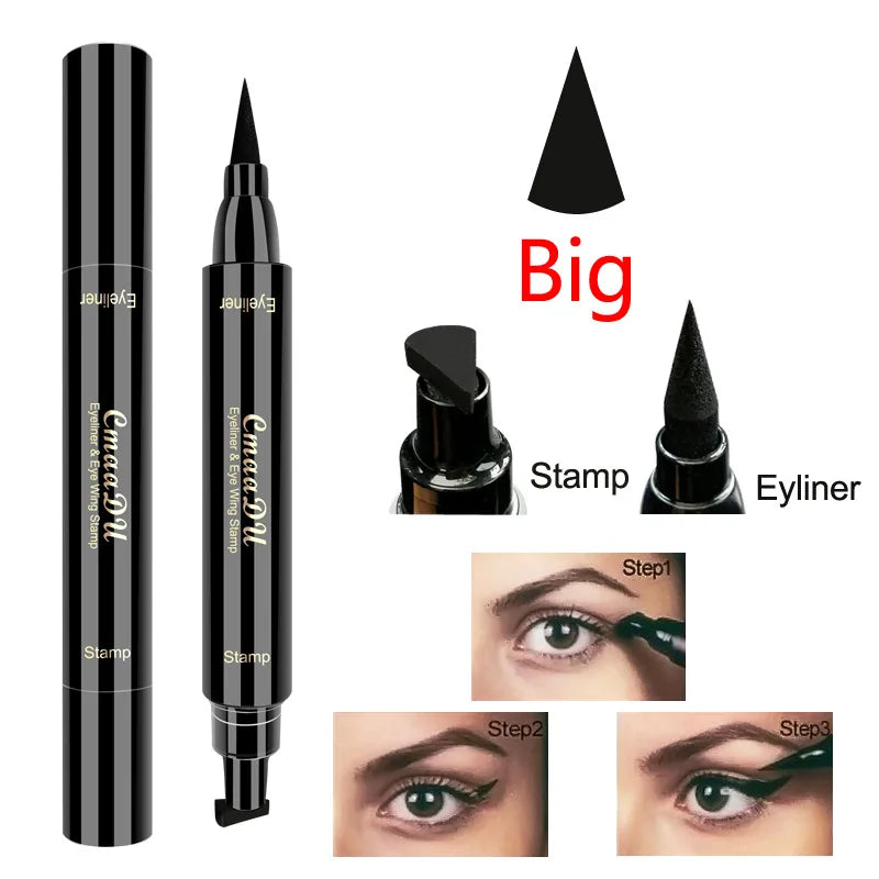 Double-Ended Stamp Liquid Eyeliner Pen – Waterproof Fast-Dry Black Eye Liner with Seal Stamp