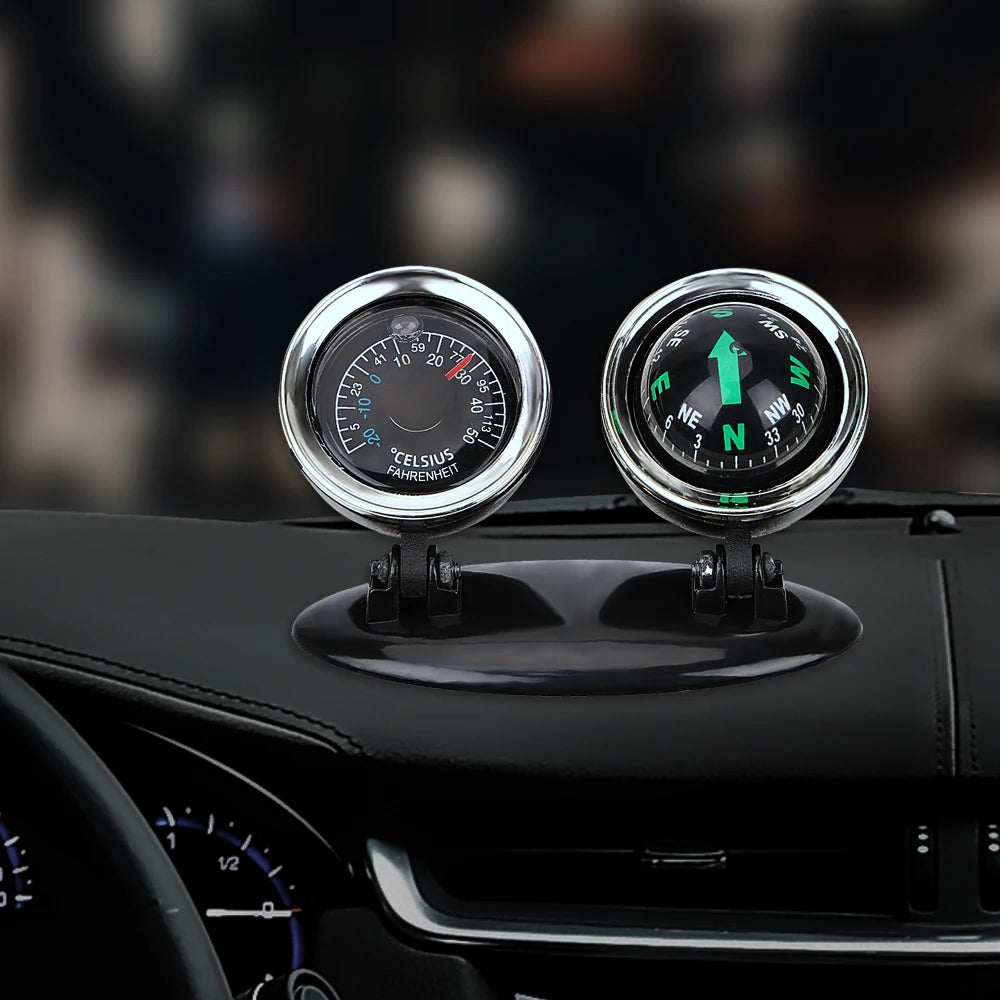 Car Ornaments Compass Thermometer Guide Ball Dashboard Meters Gauge Decorative Truck Automobile Accessories Interior Decoration