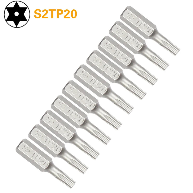 Security Torx Screwdriver Bit Set TP10–TP40 — 1/4" Hex Shank for Power Tools