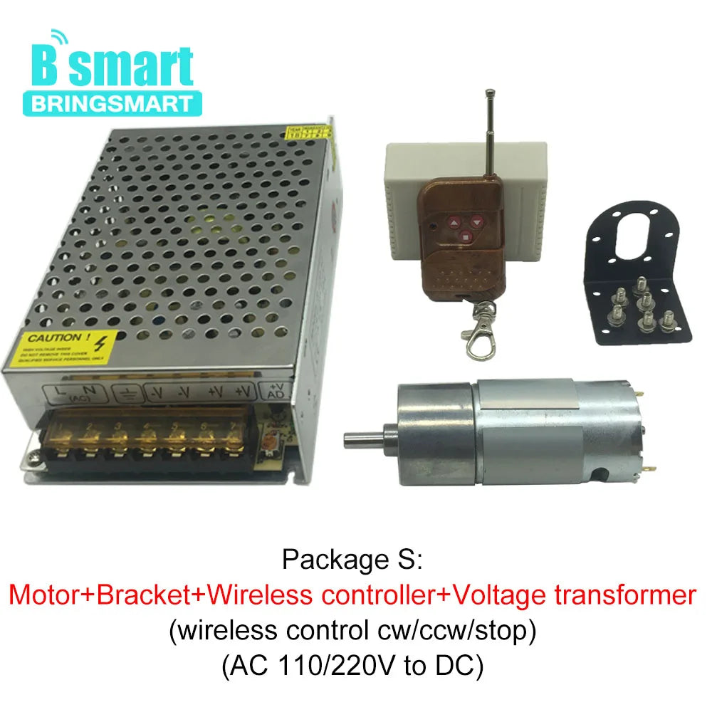 Bringsmart 37GB555 High Torque Electric Motor Low Speed DC 12V 24V Reversed High Torque 6-800RPM Customized Gear Motor Robot
