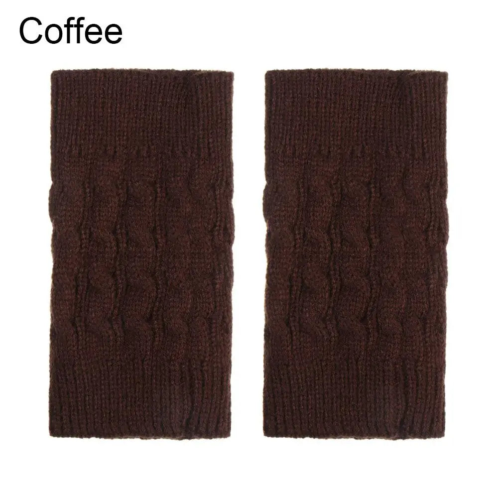 Women's Short Knit Leg Warmers - Boot Cuffs in Grey & Khaki