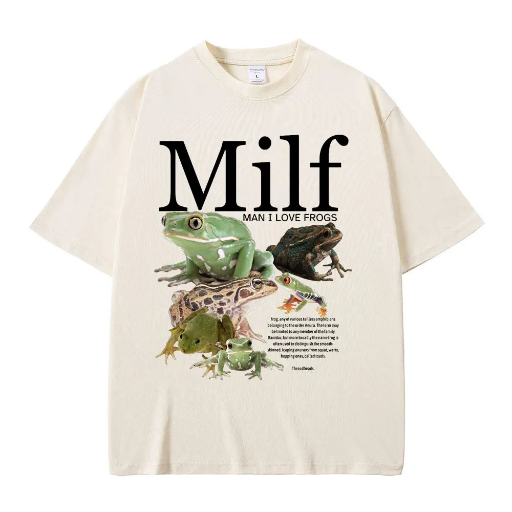 I Love Frogs Funny Frog Amphibian Lovers Meme T-shirts Casual Vintage Short Sleeve Harajuku Short Sleeve Casual