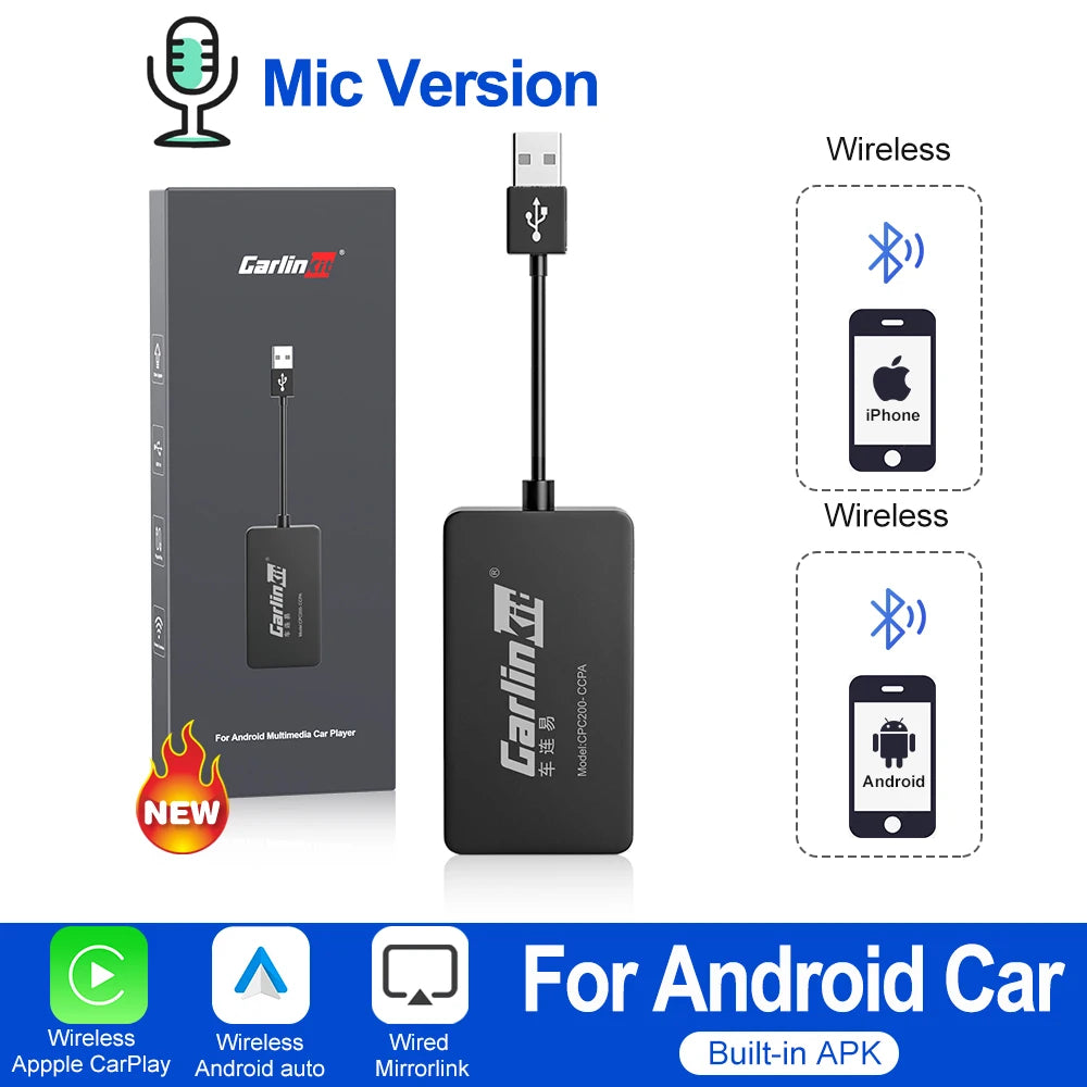 CarlinKit Wired & Wireless CarPlay Adapter — USB Android Auto Dongle with MirrorLink Support