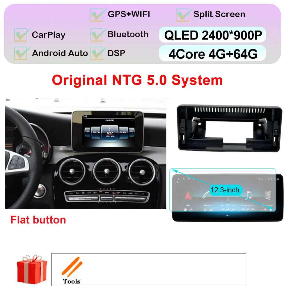 Car Stereo with Apple CarPlay & Android Auto, Compatible with Mercedes-Benz C-Class W205 & GLC X253
