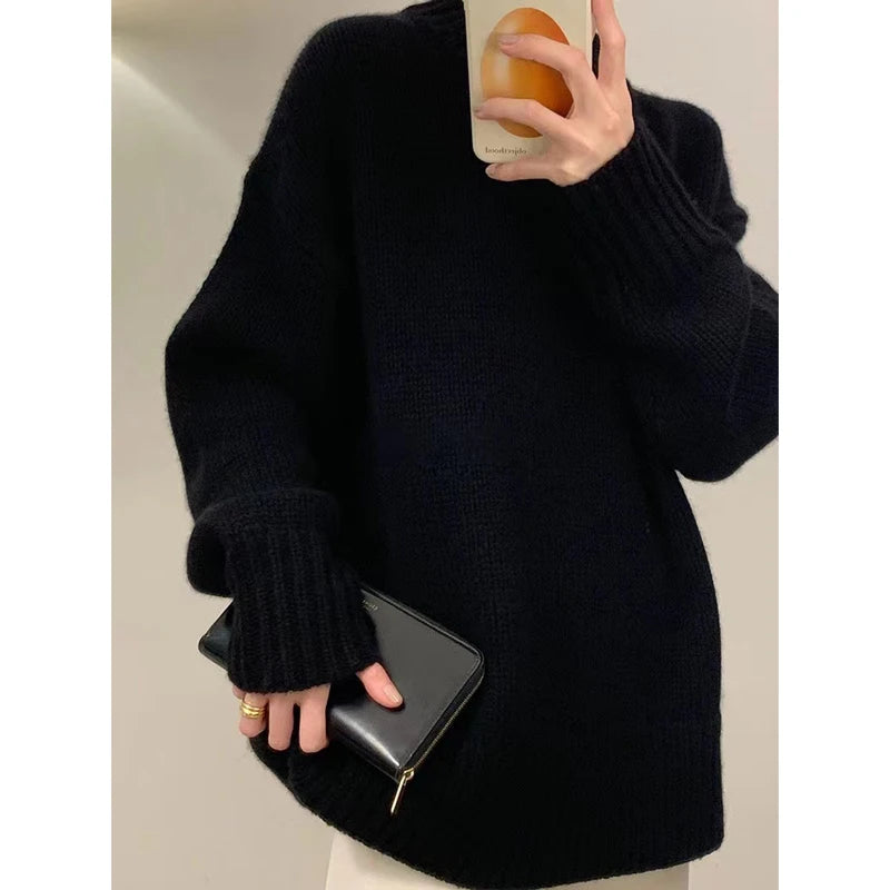 Women's Cashmere Loose Crew Neck Sweater