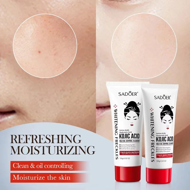 Kojic Acid Facial Cleanser Face Wash Foam Facial Cleansing Mossee Moisturizing Brightening Shrink Pores Facial Skincare Products