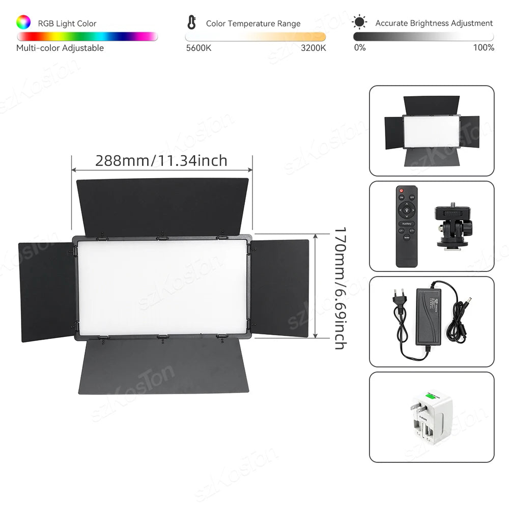 U800 RGB LED Photo Studio Light – Bi-Color 3200K-5600K Panel Lamp for TikTok, YouTube & Game Live