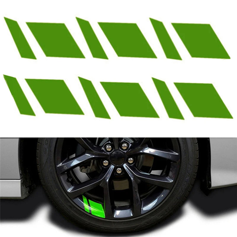 6 Pc Car Wheel Rim Reflective Stickers, Warning Decal Stripes