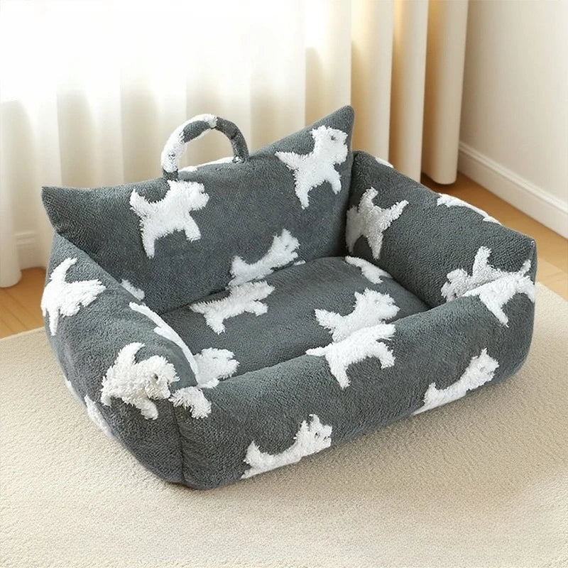 Dog Bed with Raised Edges Cat Mat Long Plush Deep Sleeping Warm Soft Small Dog Cushion Calm Beds for Small Dogs Cats for Warmth