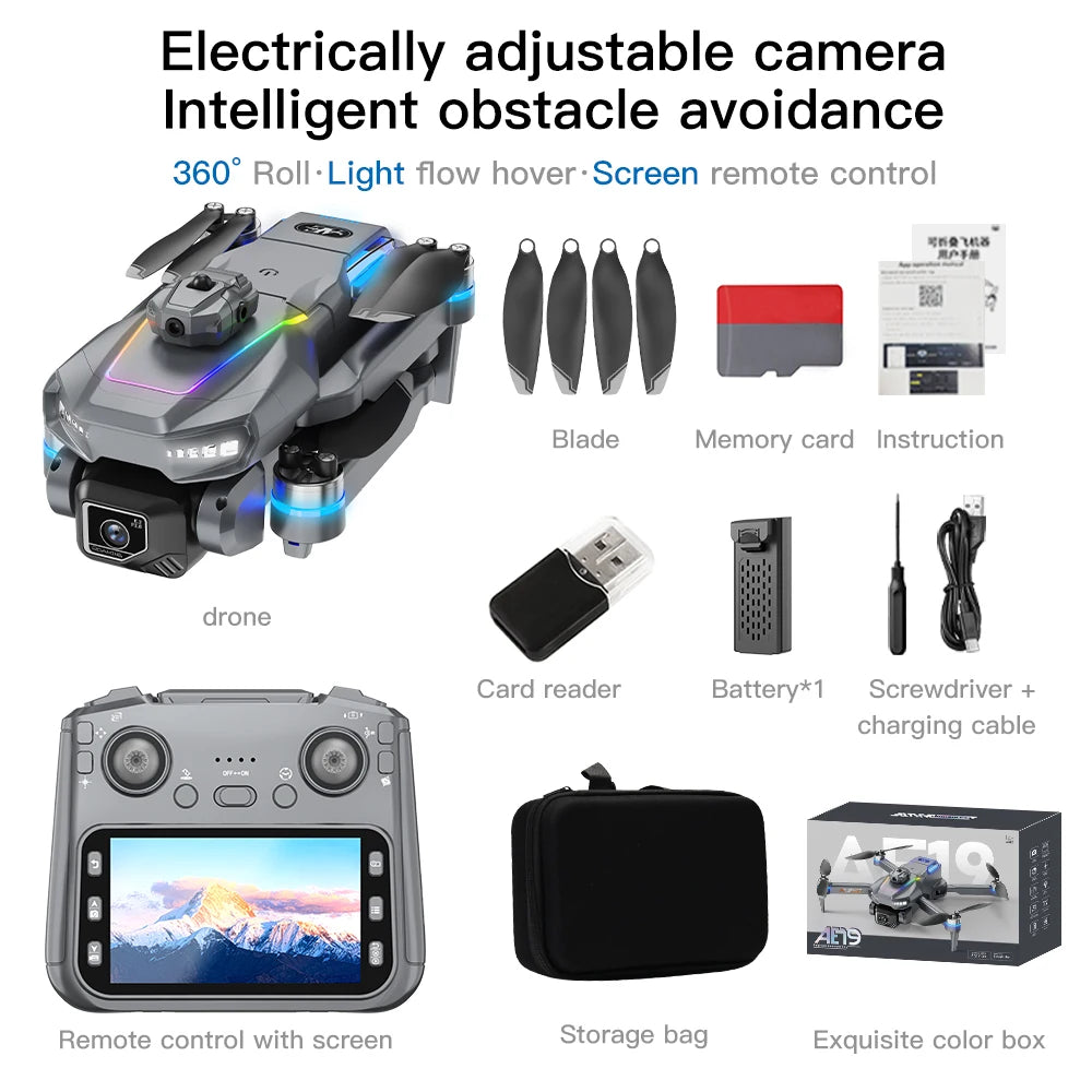 New AE19 Drone 8K HD 5.6" Remote Control Headless Mode Helicopter 360° Flip Quadcopter Toys Mini Drone Fors Kid Toy Gifts