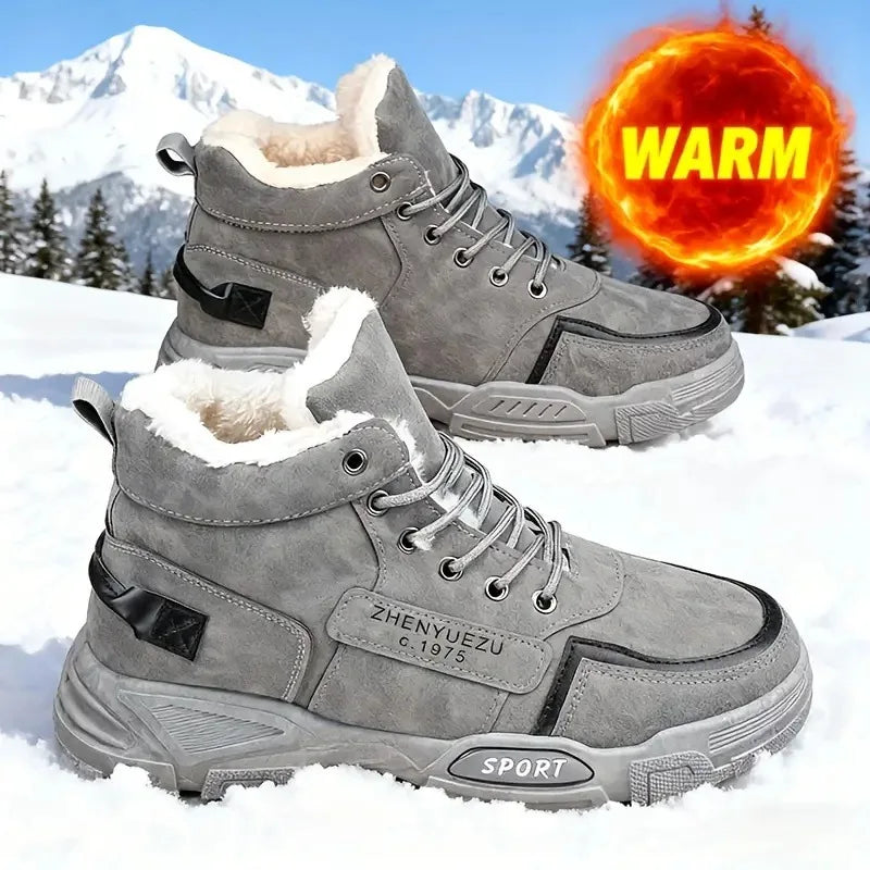 Men's Snow Boots, Fleece-Lined for Warmth, Wear-Resistant and Non-Slip, Lightweight and Breathable, Soft and Comfortable,
