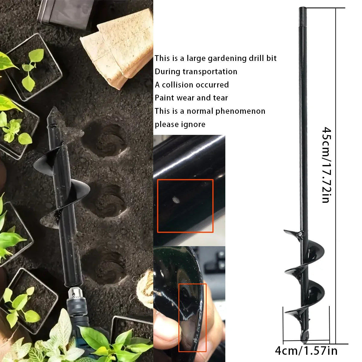 Spiral hole drill bit - Home planting spiral drill bit - Planting tool for loosening soil and digging holes, garden drill bit,