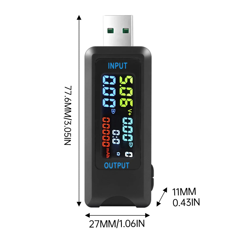 Fast Charging Tester 10 in 1 USB 4.5-36V 0-8A Voltmeter Current Voltage Meter Volt Ammeter Detector Power Bank Charger Indicator