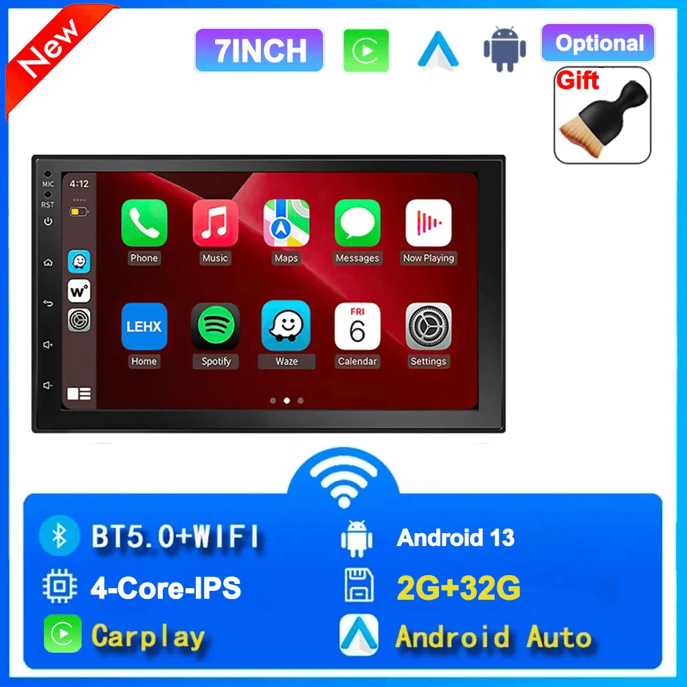 Universal 2-DIN Android 13 Car Stereo (7"/9"/10", 64GB) — CarPlay, Android Auto, GPS, WiFi