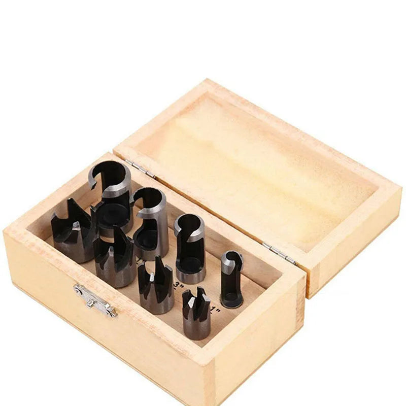 8 Pc Wood Plug Cutter Set, Carbon Steel Tenon Drill Bits