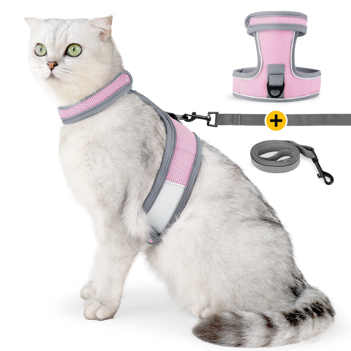 Cat Harness-Escape Proof Adjustable Cat Harness,Comfortable Soft,Walking Travel Kitten Harness for Small Medium Large Cats
