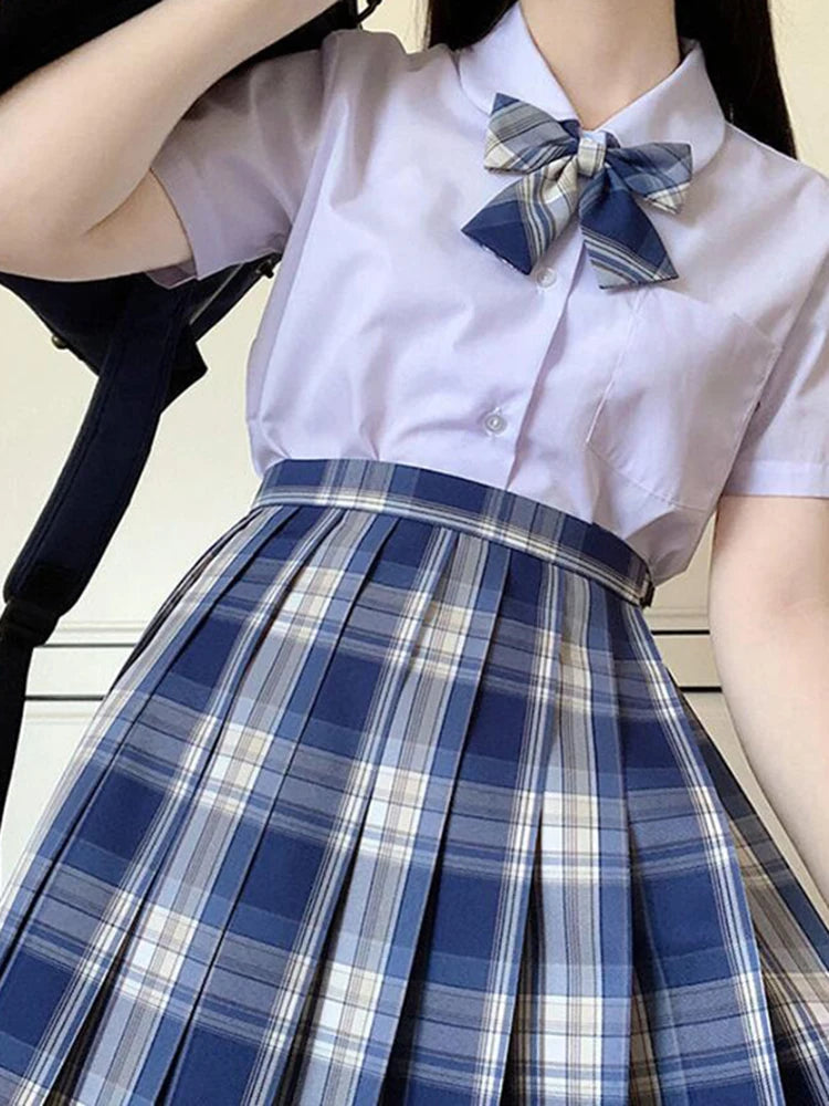 ZOKI Plaid Pleated Mini Skirt – Bow Knot High Waist Preppy Style | Harajuku Aesthetic Women's A-Line Dance Skirt | S-XXL