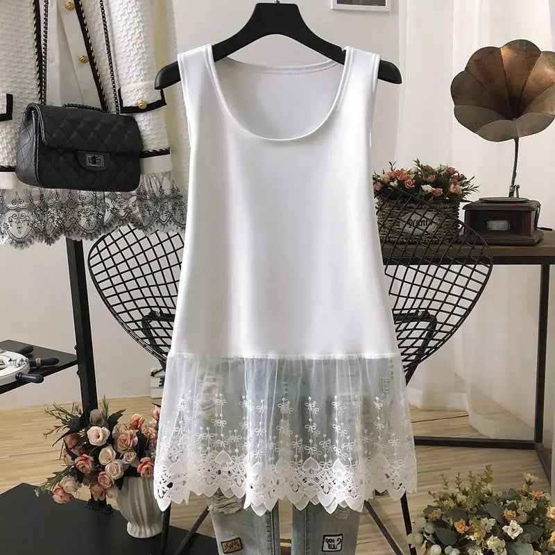 Solid Tanks Women Bow Pattern Hollow Out Lace Patchwork O-neck Simple All-match Summer Korean Style Loose Fashion Leisure Thin