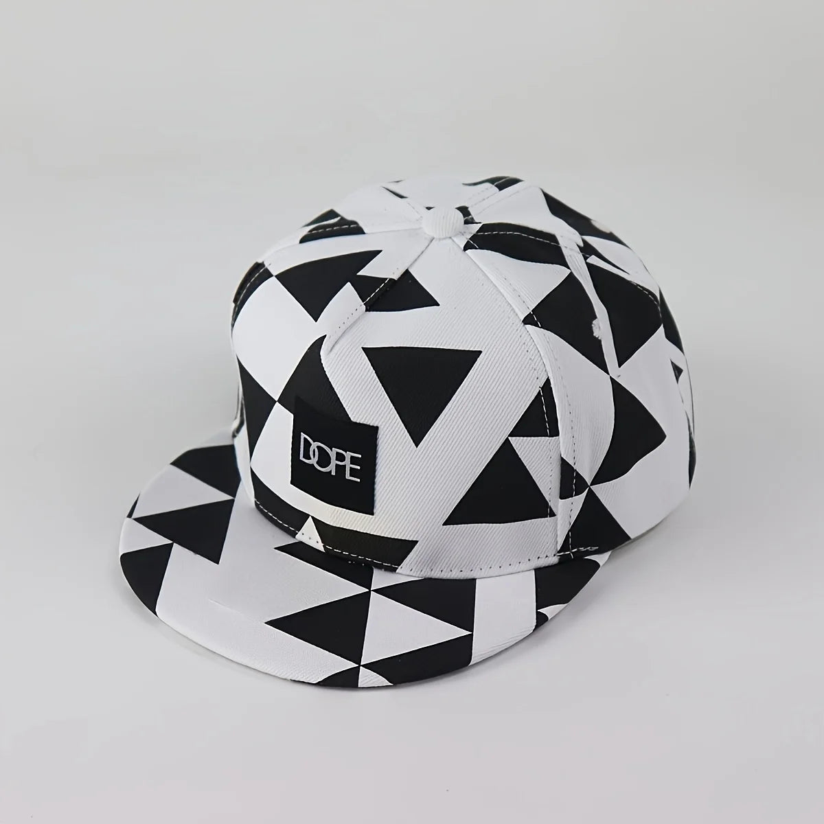 1PC DOPE fabric triangle block print street dance hip-hop hat trend flat edge baseball hat men's and women's