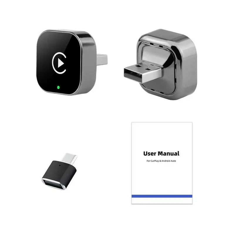 Wireless CarPlay & Android Auto USB Dongle — Mini Plug-and-Play Adapter for Wired-CarPlay Cars