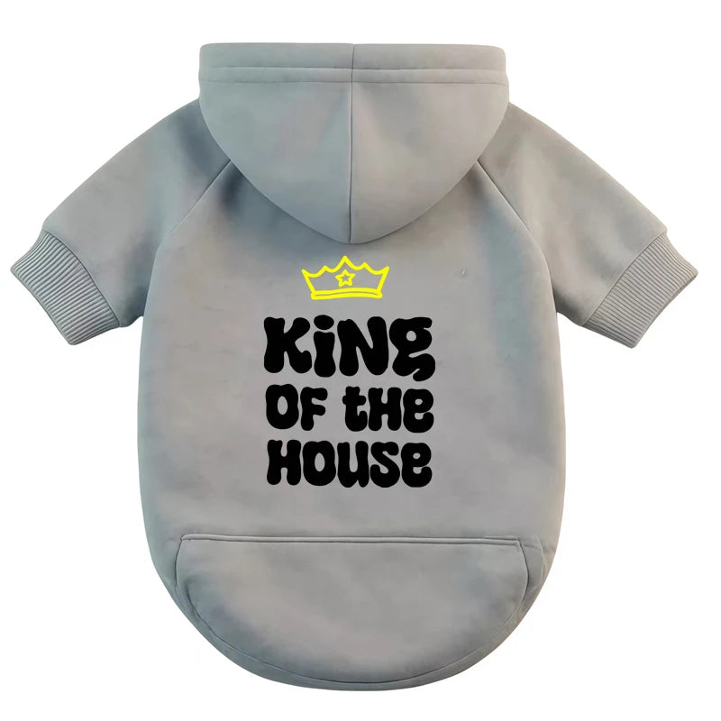 King of the House Dog Hoodie - Funny Crown Print Pet Sweatshirt - photo 6