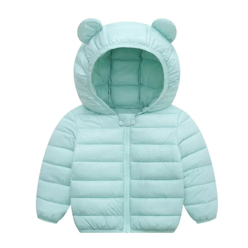 Toddler Girls Light Puffer Coat with Ear Hood - Warm Winter Jacket - photo 14