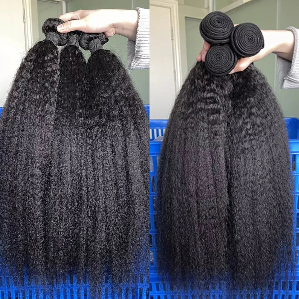 Yaki Straight Human Hair Bundles 20-24 Inch - Relaxed Texture