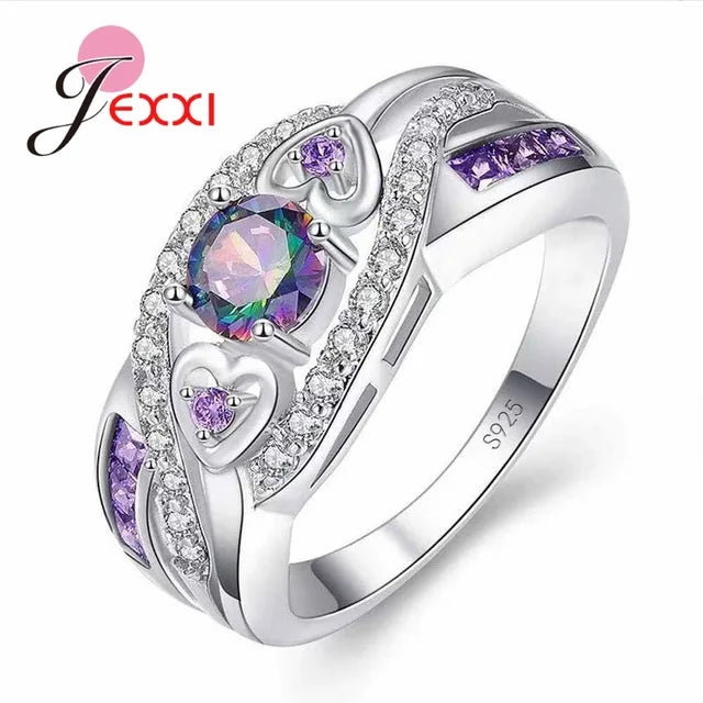 Colorful CZ Sterling Silver Ring – Stackable Party Jewelry