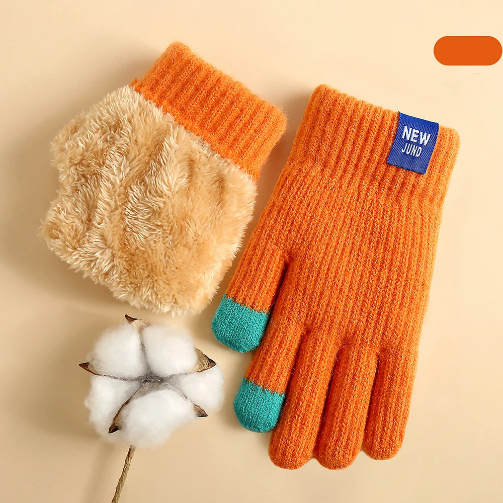 Kids Fleece Lined Knit Gloves - Winter School Gloves 6-12 Years - photo 12