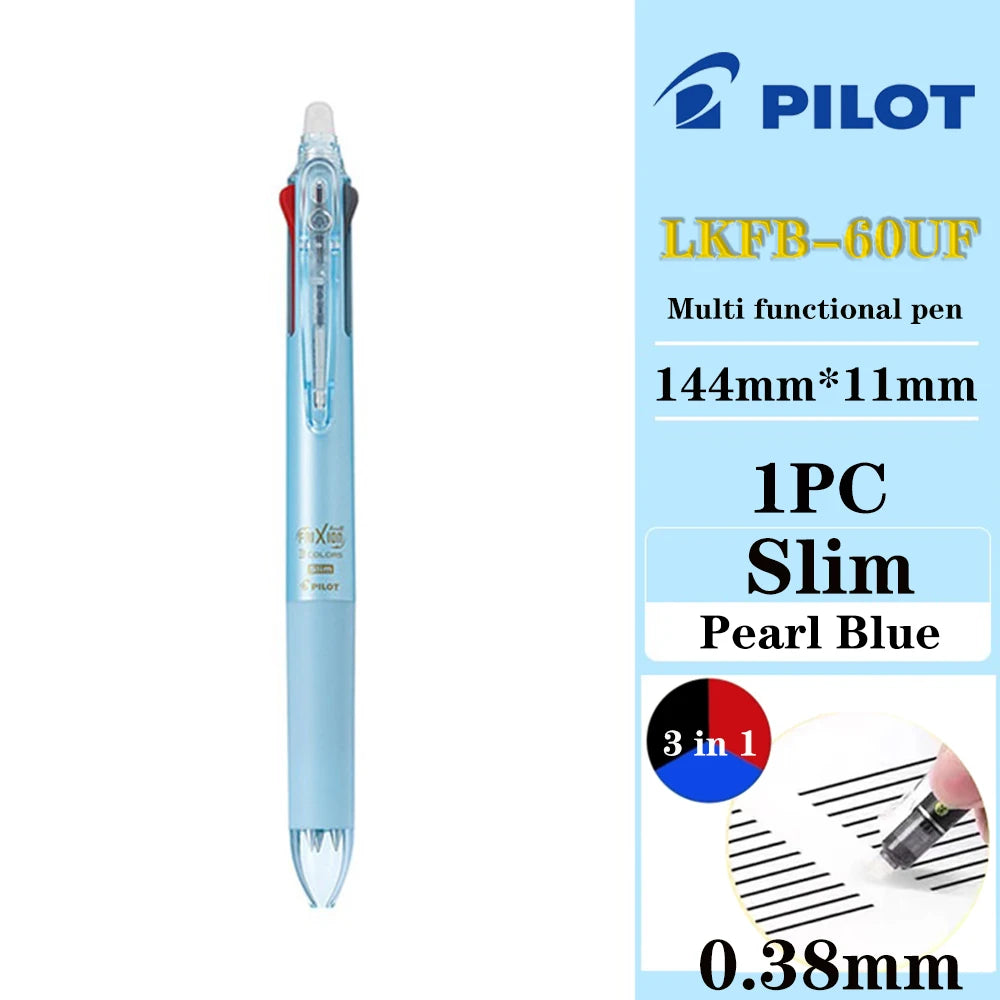 Japan Pilot Frixion Pen 3 in 1 Erasable Gel Pen 3 Colors 0.5mm /0.38mm LKFB-60EF Slim Pen Holder Back To School Stationery