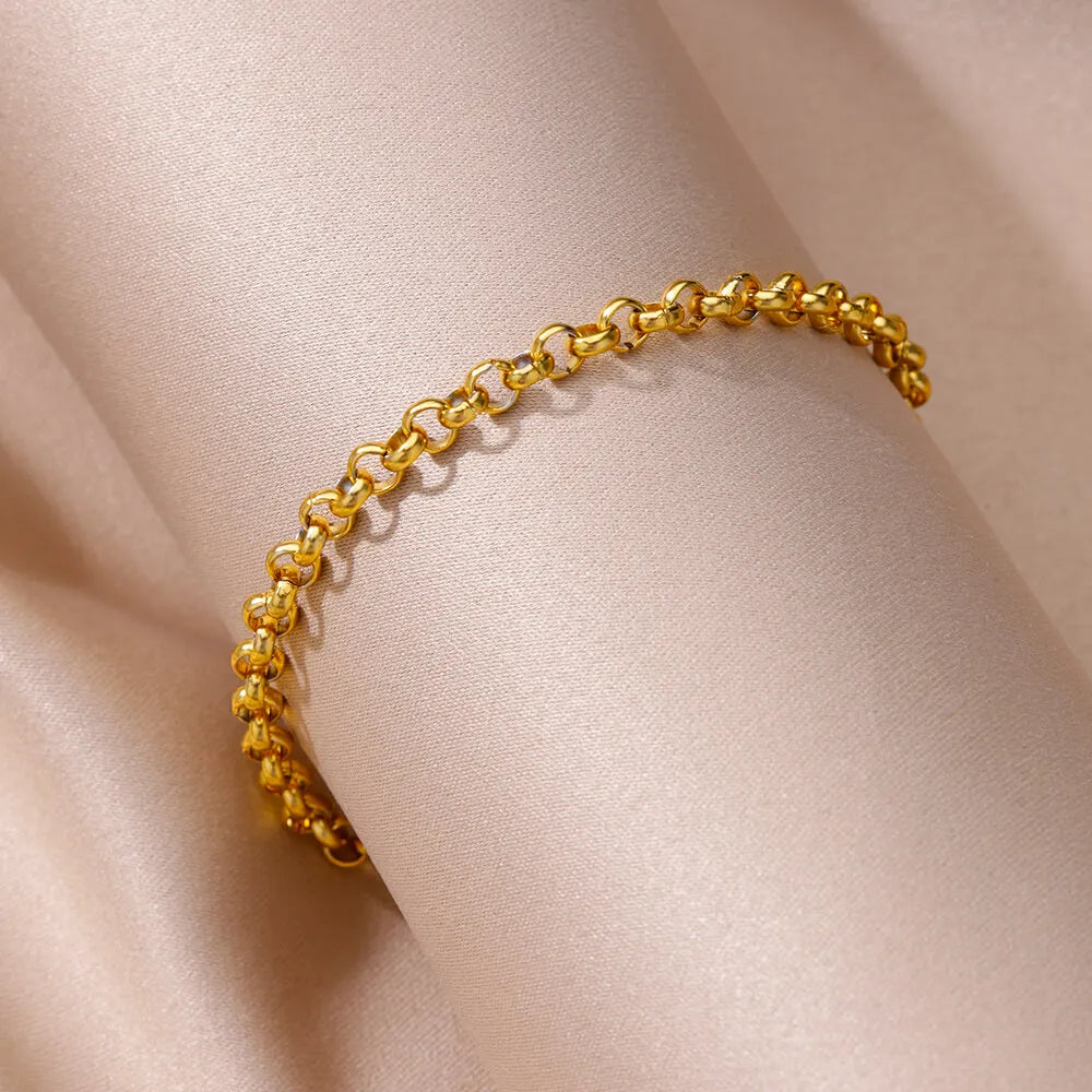 Anklets for Women Stainless Steel Gold Color Chain Anklet Female Summer Beach Accessories Foot Leg Bracelets New Fashion Jewelry