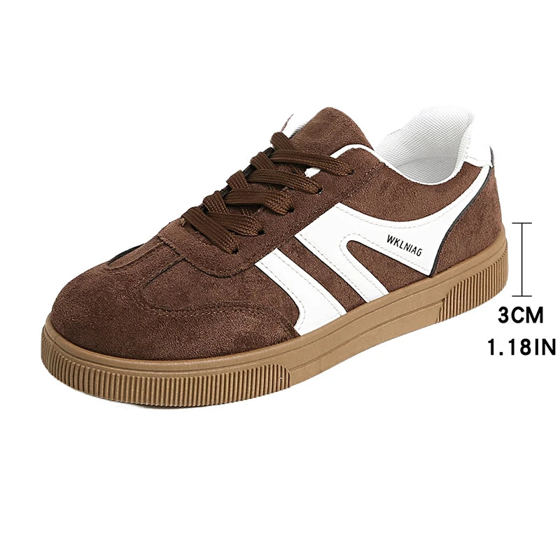 Faux-Suede Platform Sneakers for Women — Non-Slip Thick-Sole Walking Shoes