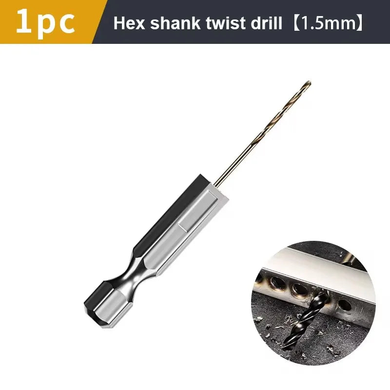 1.5-7.5mm Hex Shank Twist Drill Bit Wood Metal Hole Cutter Core Drilling Tool Cobalt Carbide Tip Flat Drill Bits HSS