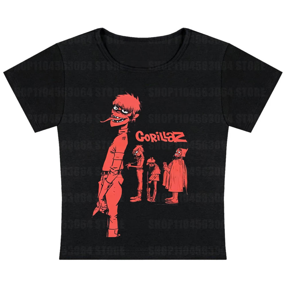 Gorillaz Street Urks European and American High Street Vibe Hip Hop Vintage Men's and Women's Short Sleeve T-shirt