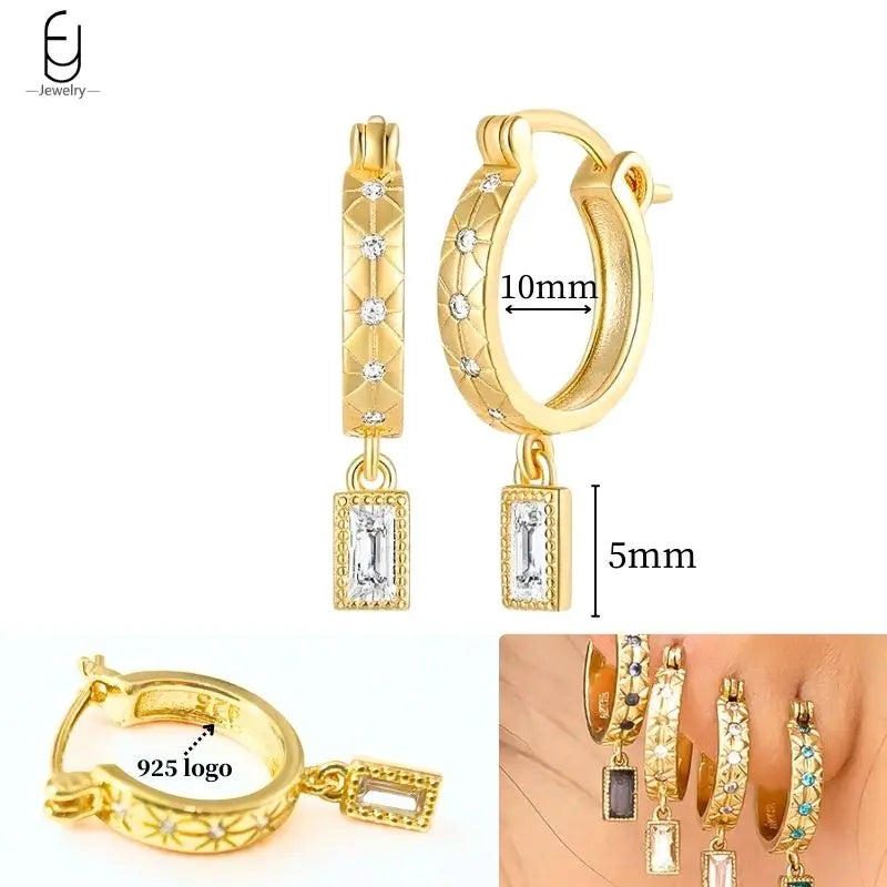 925 Sterling Silver Crystal Drop Earrings for Women - Heart & Flower Studs