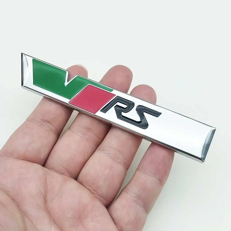 3d Metal RS Logo VRS Car Front Grill Emblem Rear Trunk Badge for Skoda VRS Octavia 1 2 3 Rapid Kodiaq Karoq Fabia Kamiq Superb