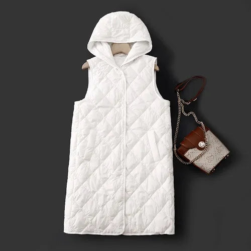 Women's Lightweight Long Hooded Vest - Loose Padded Winter Layer - photo 8