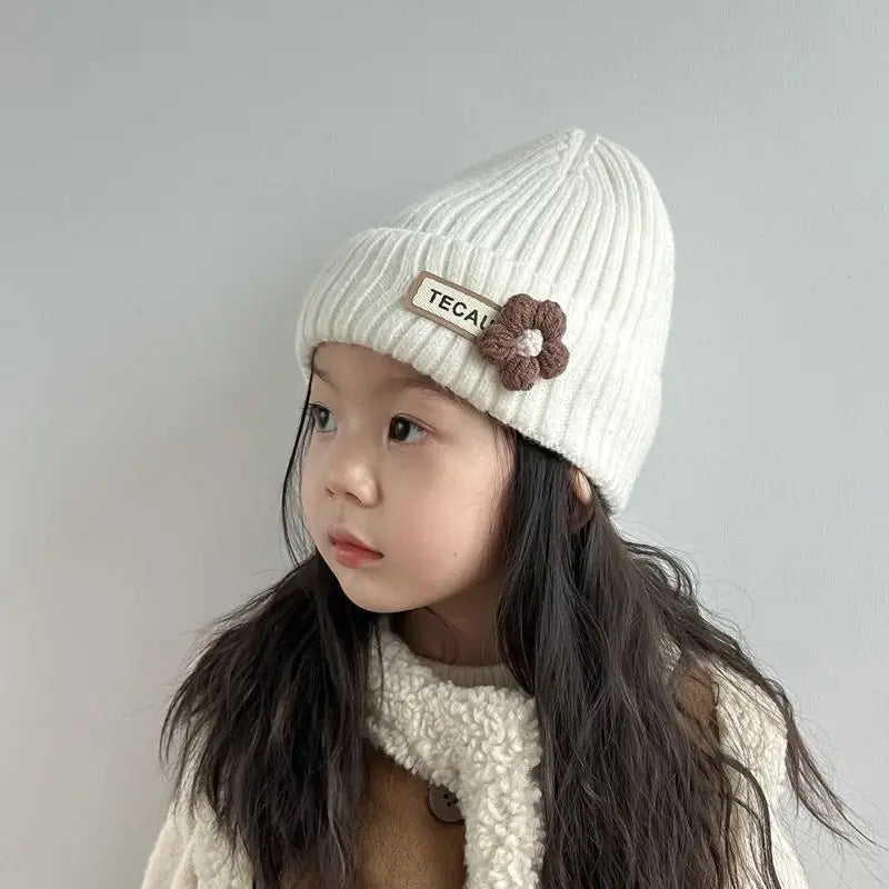 Baby Girl Flower Print Knit Beanie - Warm Infant Winter Hat - photo 10