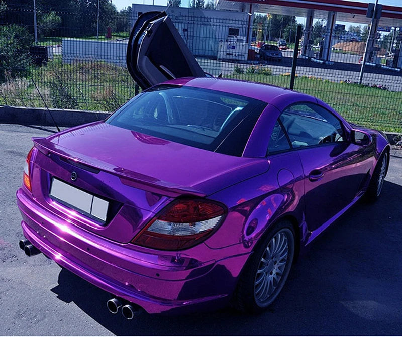 Premium Gloss Stretchable Chrome Mirror Purple Vinyl Wrap Adhesive Film Car Sticker Decal