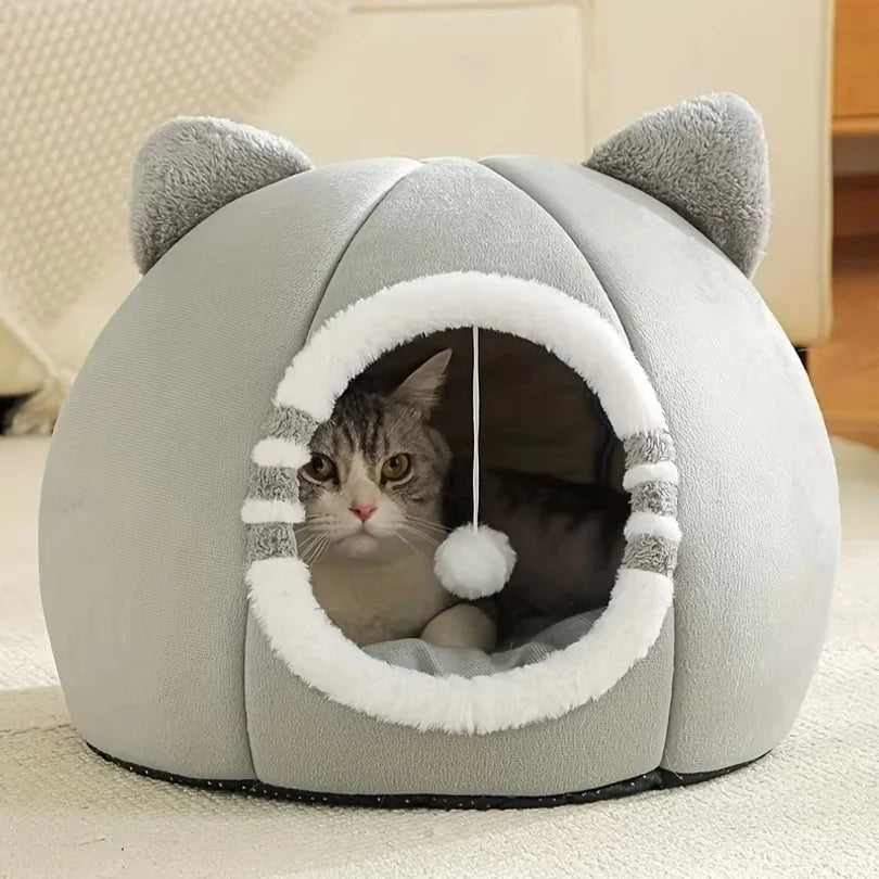Cartoon Cat Cave Bed - Kitten House & Puppy Tent – photo 6