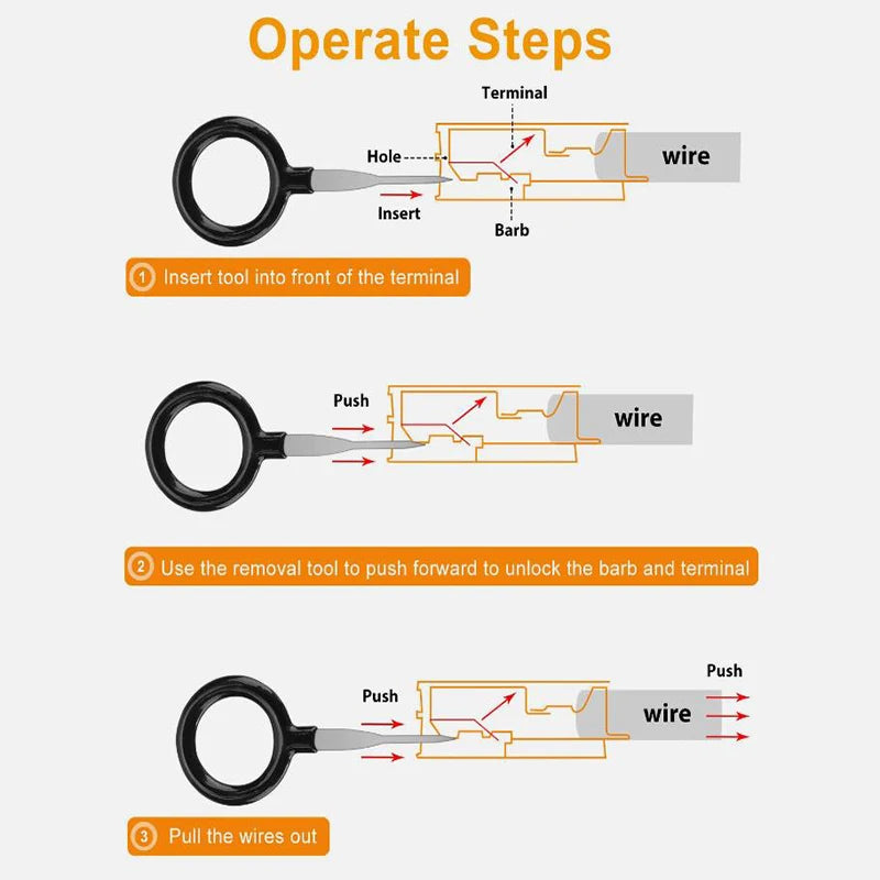 100Pcs Car Terminal Removal Repair Tools Electrical Wiring Crimp Connector Pin Extractor Kit Keys Automotive Plug Pullers