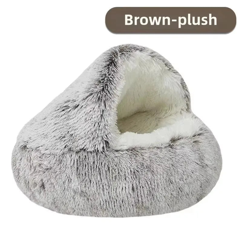 Semi-Enclosed Plush Cat Nest 50cm - Fleece-Lined Winter Pet Bed - photo 14