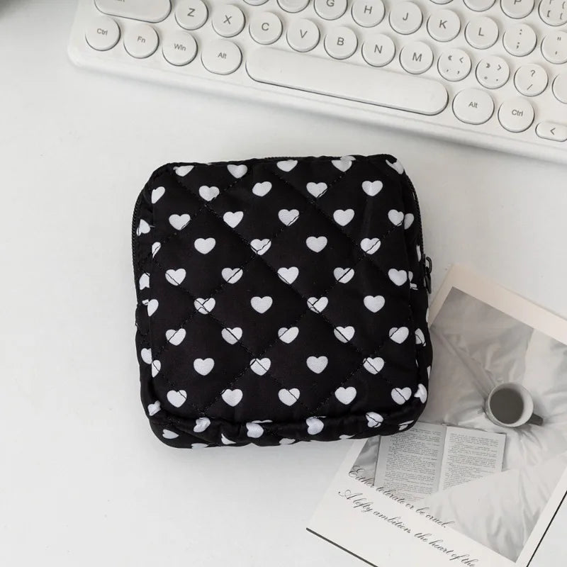 Cute Large Capacity Sanitary Napkin Storage Bags Cartoon Bow Portable Girls Physiological Period Tampon Organiser Bag Pouch